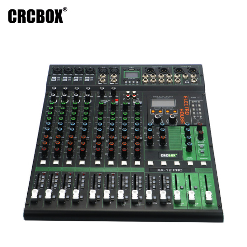 CRCBOX XA-12 PRO Аналоговый микшер, 4 микр. входа, 8 стерео входов, 4 группы, 4 шины, 2 FX