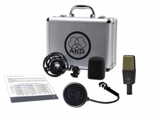 AKG C414XLII конденсаторный вокальный микрофон с 1" мембраной. Поп-фильтр PF80 и антивибрационный держатель H85 в комплекте. фото 2