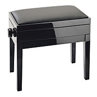K&M 13951-200-21 банкетка для пианино, с отсеком для хранения бумаг, чёрн. лакир. дерево, чёрн. иск. кож. сиденье, выс. 46-55 см