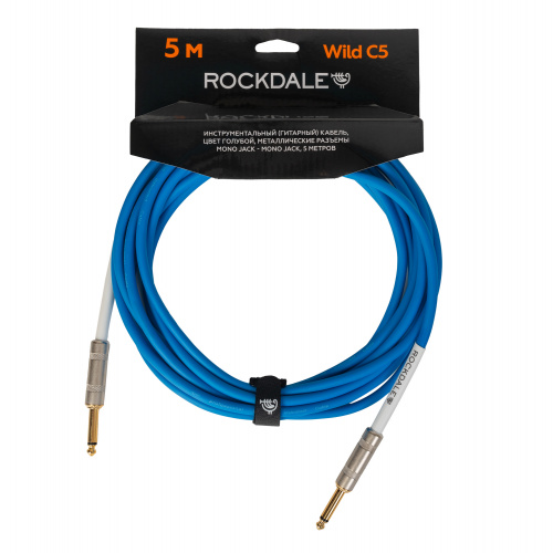 ROCKDALE Wild C5 инструментальный (гитарный) кабель, цвет голубой, металлические разъемы mono jack - mono jack, 5 метров