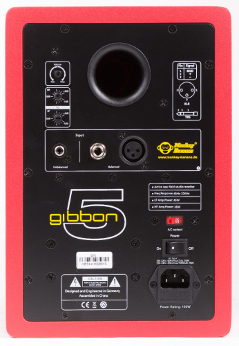 Monkey Banana Gibbon5 red Студийный монитор 5,25', диффузор: полипропелен, твиттер 1', LF 80W, HF 30W, балансный вход XRL/Jack, фото 4