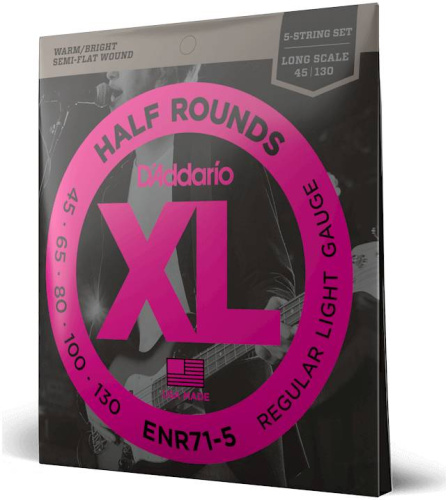 D'Addario ENR71/5 струны для 5-струнной бас-гитары, Nickel/5-string/Long, 45-130