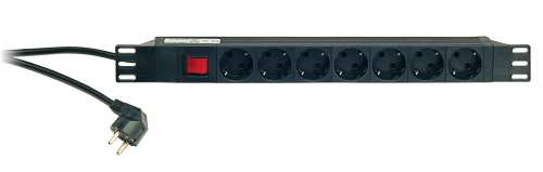 K&M 28675-000-55 сетевой распределитель с кнопкой включения/выключения, алюминиевый корпус, 7 разъемов на передней панели. Длина провода - 2 метра. 16