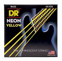 DR NYB-45 HI-DEF NEON струны для 4-струнной бас гитары с люминисцентным покрытием жёлтые 45 10