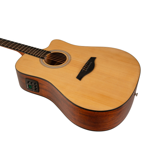 ROCKDALE Aurora D3-E Gloss C NAT электроакустическая гитара дредноут с вырезом, цвет натуральный, глянцевое покрытие фото 3