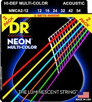 DR NMCA-2/12 HI-DEF NEON струны для акустической гитары с люминесцентным покрытием разноцветные 1