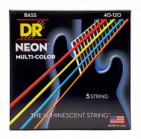 DR NMCB5-40 HI-DEF NEON струны для 5-струнной бас гитары с люминесцентным покрытием разноцве