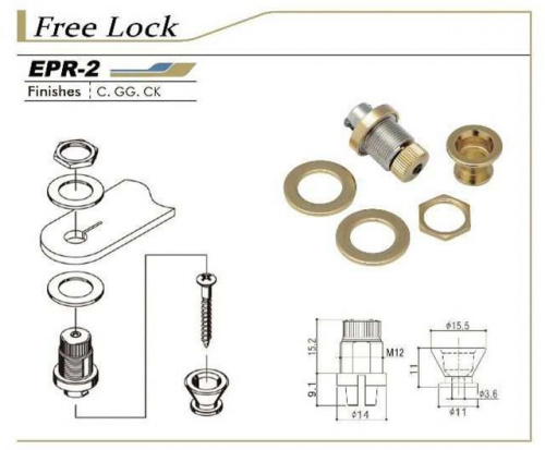 Gotoh EPR-2-CK крепление для ремня Strap Lock (1 шт), черный хром