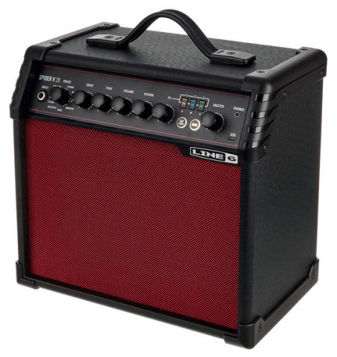 LINE 6 SPIDER V 20 Red Edition моделирующий гитарный комбоусилитель, цвет черный с красной сеткой 20 фото 2