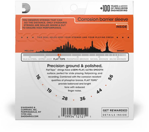 D'Addario EFT13 струны для акустической. гитары, фосфор-бронза, полир, resophonic Guitar 16-56* фото 3