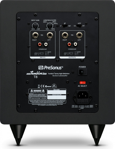 PreSonus Temblor T8 активный студийный сабвуфер 8" 200Вт 30-300Гц 104дБ(пик) стерео-кроссовер фото 3