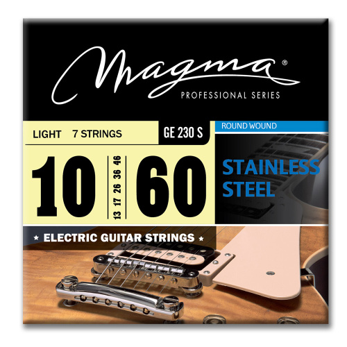Magma Strings GE230S Струны для 7-струнной электрогитары 10-60, Серия: Stainless Steel, Калибр: 10-13-17-28-38-50-60, Обмотка: круглая, нержавеющая ст