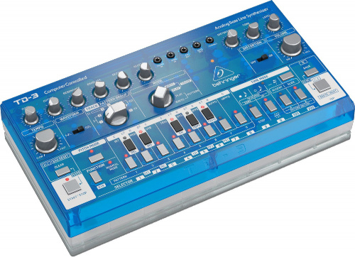 Behringer TD-3-BB басовый синтезатор, встроенный дисторшн, VCO, VCF, VCA, 16-шаговый секвенсор, 16 голосов. Синий фото 4