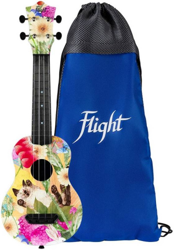 FLIGHT ULTRA S-42 Summer Cat- укулеле сопрано, серия Ultra, поликарбонат армированный.Рисунок.Рюкзак