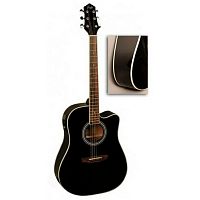 FLIGHT AD-200 CEQ BK электроакустическая гитара с вырезом, цвет черный, скос под правую руку