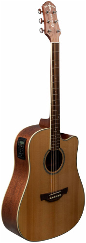 CRAFTER DE-8/NC + Чехол электроакустическая гитара Дредноут SolidTop ель, натурал, корпус-красно фото 3