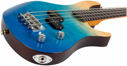 FLIGHT Mini Bass TBL электроукулеле бас, цвет transparent blue, чехол в комплекте фото 4