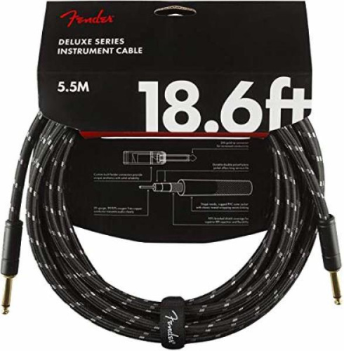 FENDER DELUXE 18.6' INST CBL BTWD инструментальный кабель, черный твид, 18,6' (5,7 м)