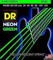 DR NGB6-30/120 HI-DEF NEON струны для 6-струнной бас гитары с люминесцентным покрытием зелёные