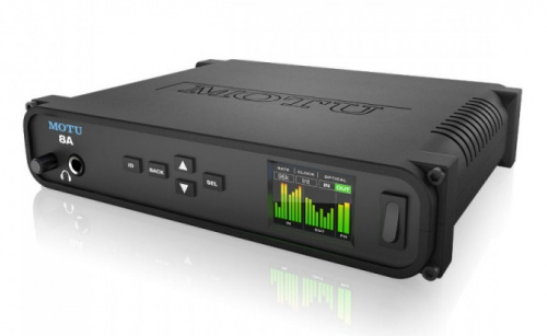 MOTU 8A AVB/Thunderbolt/USB3 аудио интерфейс, 24бит/192кГц, ESS Sabre32 Ultra, 160x128 точек RGB LCD