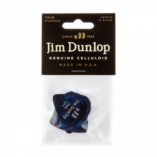 Dunlop Celluloid Blue Pearloid Thin 483P10TH 12Pack медиаторы, тонкие, 12 шт. фото 4