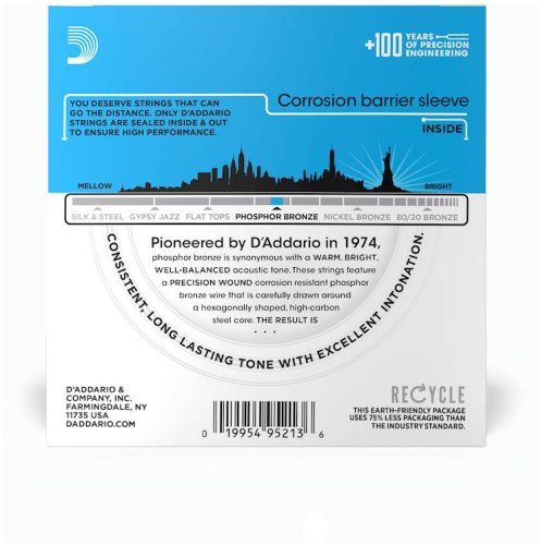 D'ADDARIO EJ16-10P 10 компл. струн для ак. гитары фосф/бронза Light, 12-53 фото 2