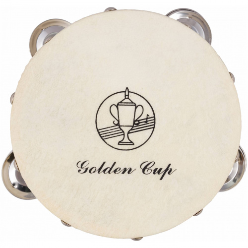 GOLDEN CUP TH TAMBOURINE-15 деревянный тамбурин с джинглами, мембрана кожа, размер 6' (15cм)
