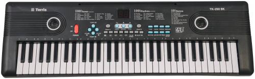 TERRIS TK-150 BK синтезатор, 61 мини клавиша, микрофон, цвет черный