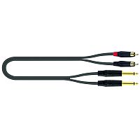 QUIK LOK JUST 2RCA2J 1 компонентный кабель, металлические разъёмы 2 mono jack - 2 RCA Male (тюльпаны), 1 метр