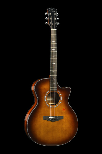KEPMA F1E-GA Cherry Sunburst электроакустическая гитара, цвет вишневый санберст, в комплекте чехол фото 2