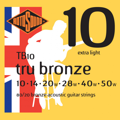 ROTOSOUND TB10 STRINGS PHOSPHOR BRONZE струны для акустической гитары, покрытие бронза, 10-50
