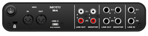 MOTU M4 USB аудио интерфейс 24бит/96кГц XLR микр. вход 1/4" TRS Jack инстр. вход 2x1/4" TRS Jack фото 3