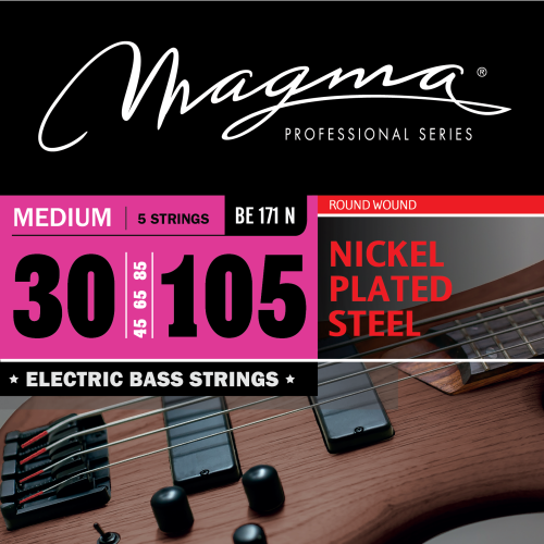 Magma Strings BE171N Струны для 5-струнной бас-гитары High C 30-105, Серия: Nickel Plated Steel, Обмотка: круглая, никелированая сталь, Натяжение: Med