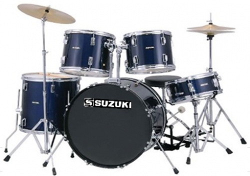 Suzuki SDS-604MB барабанная установка (14"12"13"16"22") цвет синий метал, тарелки и стул в комплект