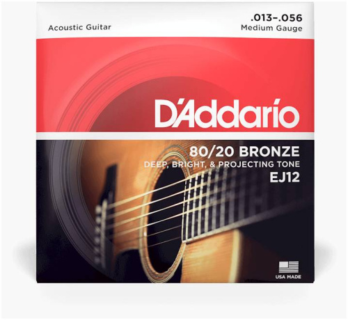 D'Addario EJ12 струны для акустической гитары, бронза 80/20, Medium 13-56 фото 2