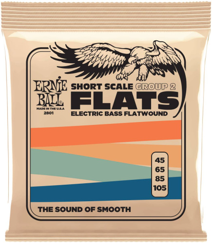ERNIE BALL 2801 Flatwound Group 2 Short Scale 45-105 Струны для бас-гитары