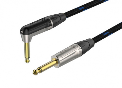 ROXTONE TGJJ310-15/1 Кабель инструментальный, сине-черный, кабель GC050,6.5mm, разъемы 2x6,3 mono Jack, длинна 1м