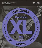 D'ADDARIO ECG24 Chromes Flat Wound, Jazz Light, 11-50 струны для электрогитары, 11-50