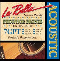 La Bella 7GPT Струны для акустической гитары "Phosphor Bronze" Extra Light, стальные,3, 4,5,6 - обмо