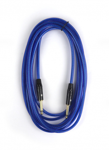 AuraSonics J63J63-5TBU гитарный кабель Jack TS 6.3мм Jack TS 6.3мм 5м, прозрачный синий фото 2