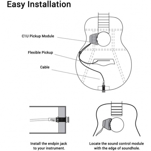 X2 DOUBLE C1U пьезозвукосниматель для укулеле, регуляторы громкости и тона фото 15