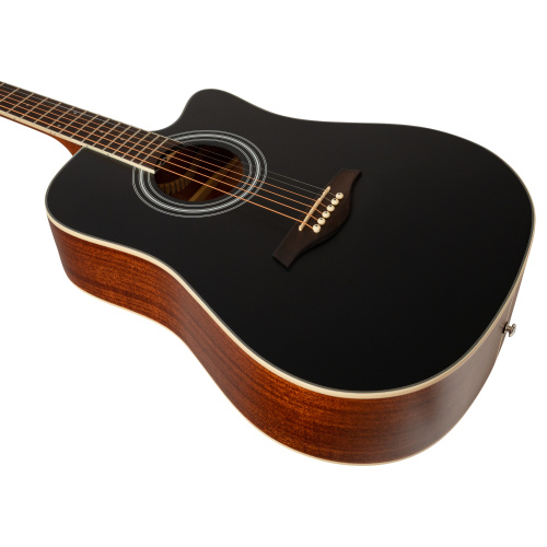 ROCKDALE Aurora D6 Satin C BK акустическая гитара дредноут с вырезом, цвет черный, сатиновое покрыти фото 3