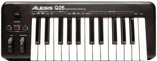 ALESIS Q25 MIDI-клавиатура 25 клавиш, чувствительная к силе нажатия, разъемы USB, MIDI DIN, питание по USB. фото 3