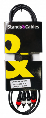 STANDS & CABLES DUL-002-1.8 Аудио кабель 1.8 м. Разъемы: 2xRCA папа 2xRCA папа. Цвет: черный.