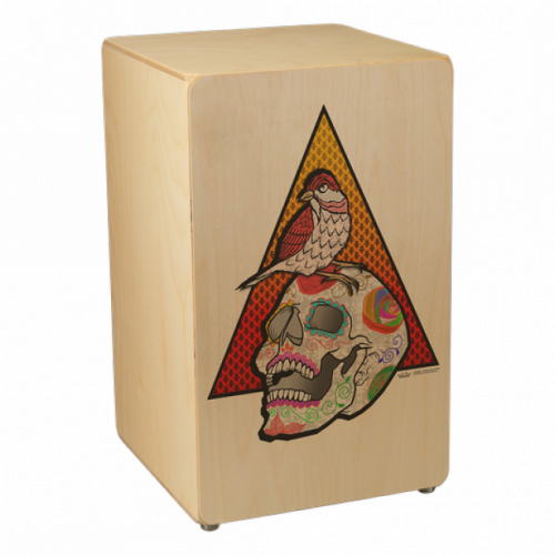 REMO CJ-6220-00-AB001 Cajon Fixed Face Plate Natural Finish Revere Bird Candy Skull кахон с дизай