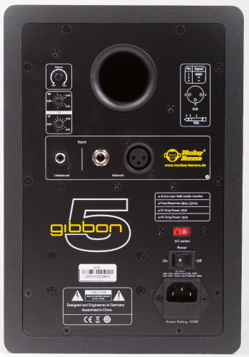Monkey Banana Gibbon5 black Студийный монитор 5,25', диффузор: полипропелен, твиттер 1', LF 80W, HF 30W, балансный вход XRL/Jack фото 4