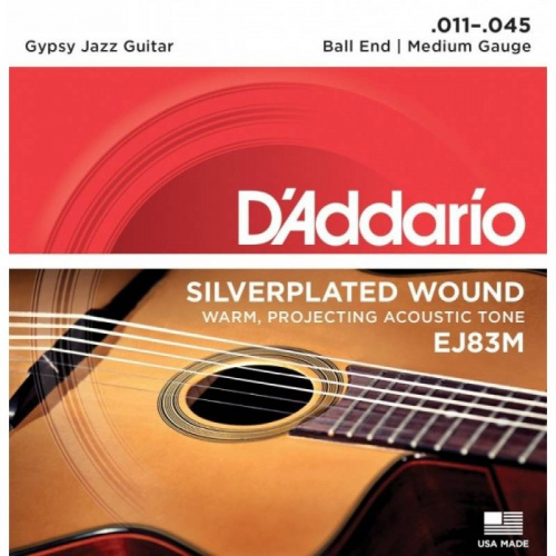 D'Addario EJ83M струны для акустической гитары типа Selmer (Gypsy guitar), серебро, Medium, 11-45