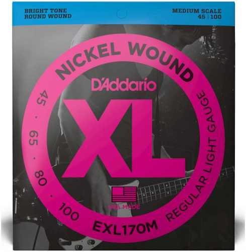 D'ADDARIO EXL170M струны для 4х струнной бас-гитары никель Soft 45-100 Medium Scale фото 2