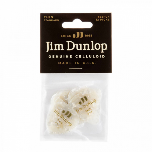 Dunlop Celluloid White Pearloid Thin 483P04TH 12Pack медиаторы, тонкие, 12 шт. фото 4