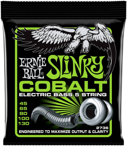 Ernie Ball 2736 струны для 5-струнной бас-гитары Cobalt Bass Slinky 5 (45-65-80-100-130)